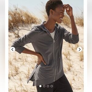 Garnet Hill Asymmetrical Cotton Blend Hoodie Size Small